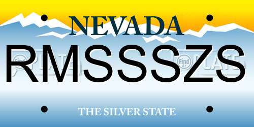 RMSSSZS Nevada License Plate
