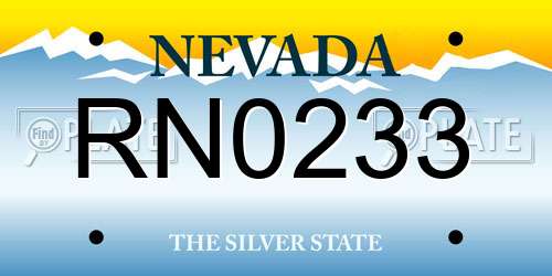 RN0233 Nevada License Plate