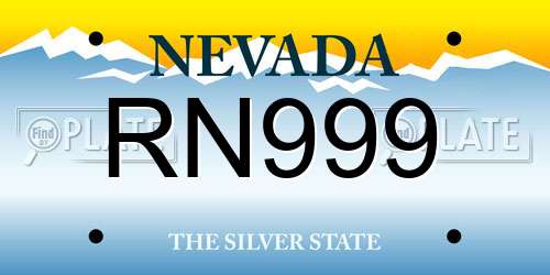 RN999 Nevada License Plate