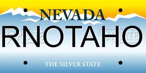 RNOTAHO Nevada License Plate