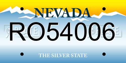RO54006 Nevada License Plate