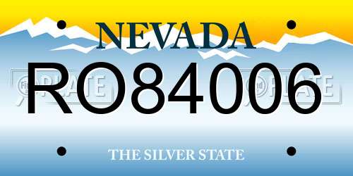 RO84006 Nevada License Plate