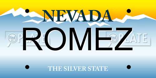 ROMEZ Nevada License Plate