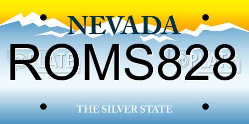 ROMS828 Nevada License Plate