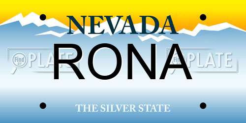 RONA Nevada License Plate