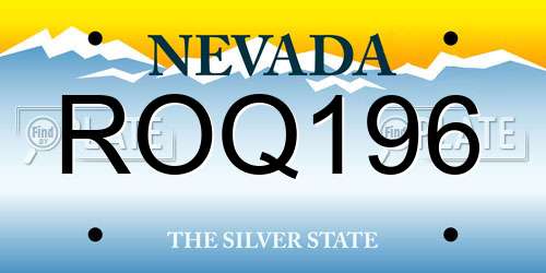 ROQ196 Nevada License Plate