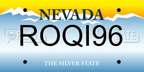 ROQI96 Nevada License Plate