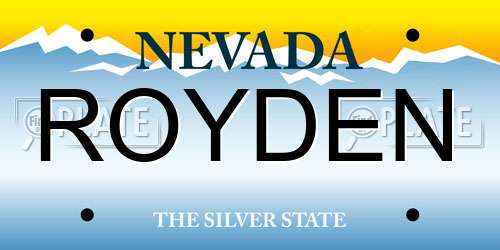 ROYDEN Nevada License Plate