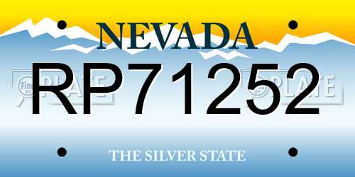 RP71252 Nevada License Plate