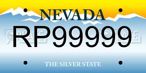 RP99999 Nevada License Plate