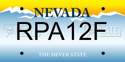 RPA12F Nevada License Plate