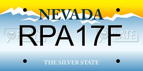 RPA17F Nevada License Plate