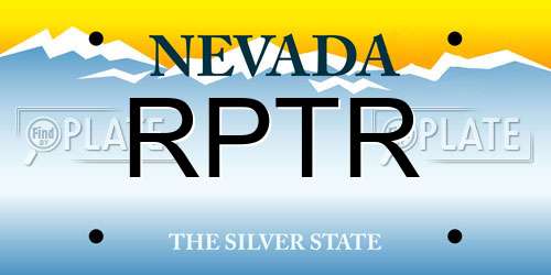 RPTR Nevada License Plate