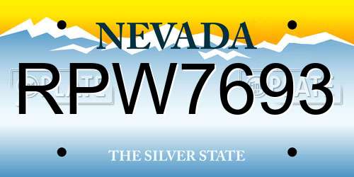 RPW7693 Nevada License Plate