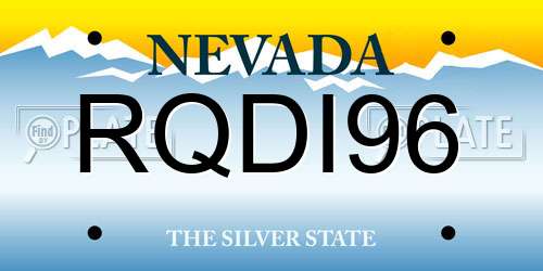 RQDI96 Nevada License Plate
