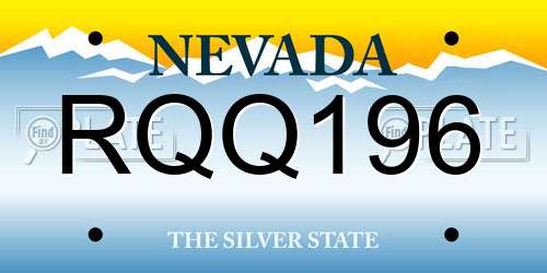 RQQ196 Nevada License Plate