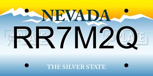RR7M2Q Nevada License Plate
