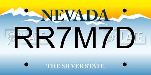 RR7M7D Nevada License Plate