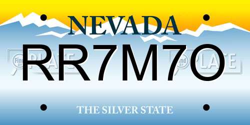 RR7M7O Nevada License Plate