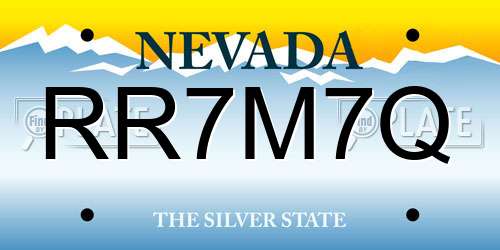 RR7M7Q Nevada License Plate