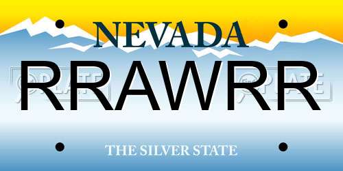 RRAWRR Nevada License Plate
