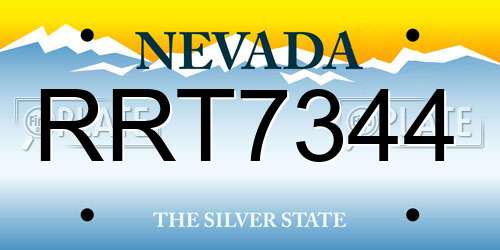 RRT7344 Nevada License Plate