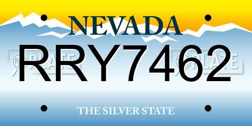 RRY7462 Nevada License Plate