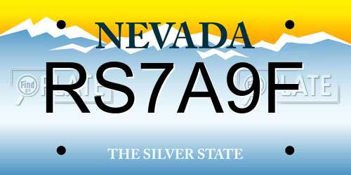 RS7A9F Nevada License Plate