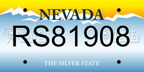 RS81908 Nevada License Plate