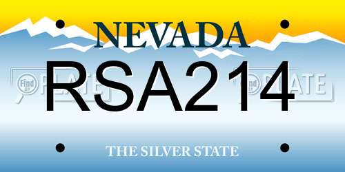 RSA214 Nevada License Plate