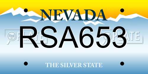 RSA653 Nevada License Plate