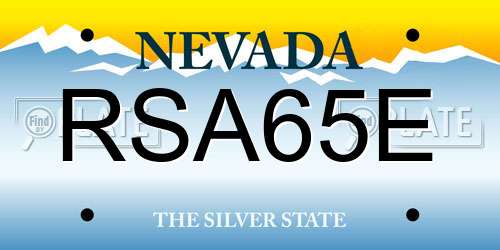 RSA65E Nevada License Plate