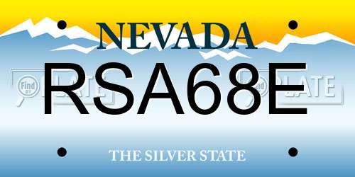 RSA68E Nevada License Plate