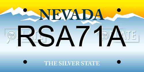 RSA71A Nevada License Plate