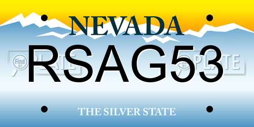 RSAG53 Nevada License Plate