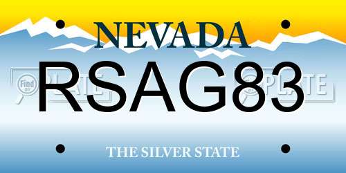RSAG83 Nevada License Plate
