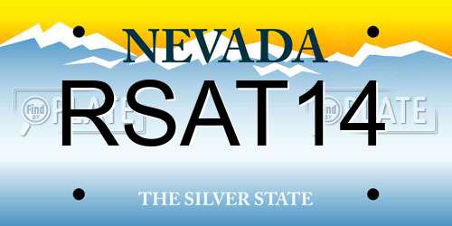RSAT14 Nevada License Plate