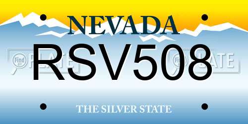 RSV508 Nevada License Plate