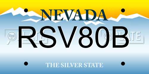 RSV80B Nevada License Plate