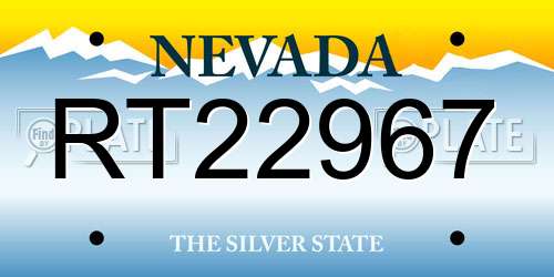 RT22967 Nevada License Plate