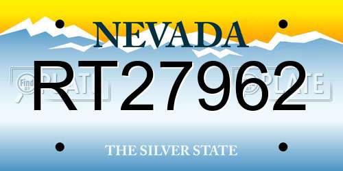 RT27962 Nevada License Plate