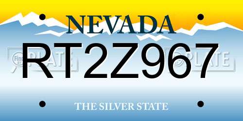 RT2Z967 Nevada License Plate