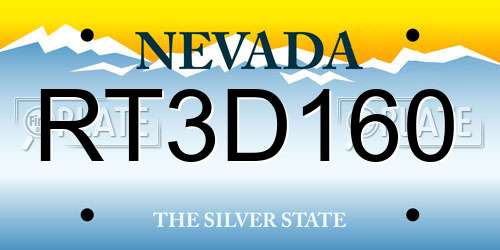 RT3D160 Nevada License Plate