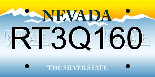 RT3Q160 Nevada License Plate