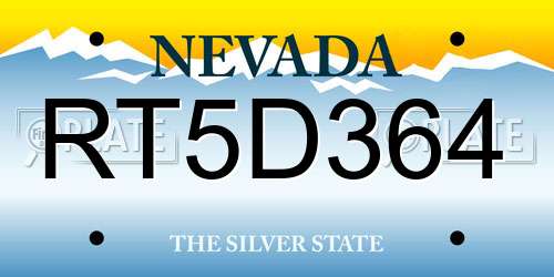 RT5D364 Nevada License Plate