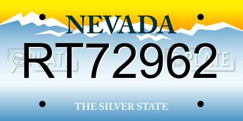 RT72962 Nevada License Plate