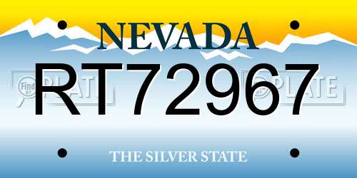 RT72967 Nevada License Plate