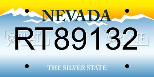 RT89132 Nevada License Plate