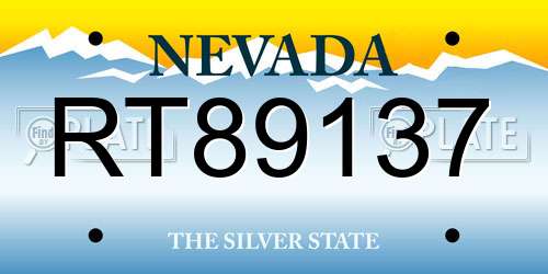 RT89137 Nevada License Plate