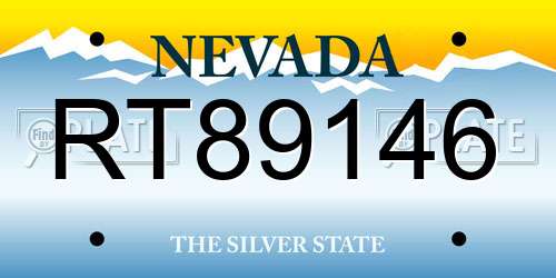 RT89146 Nevada License Plate